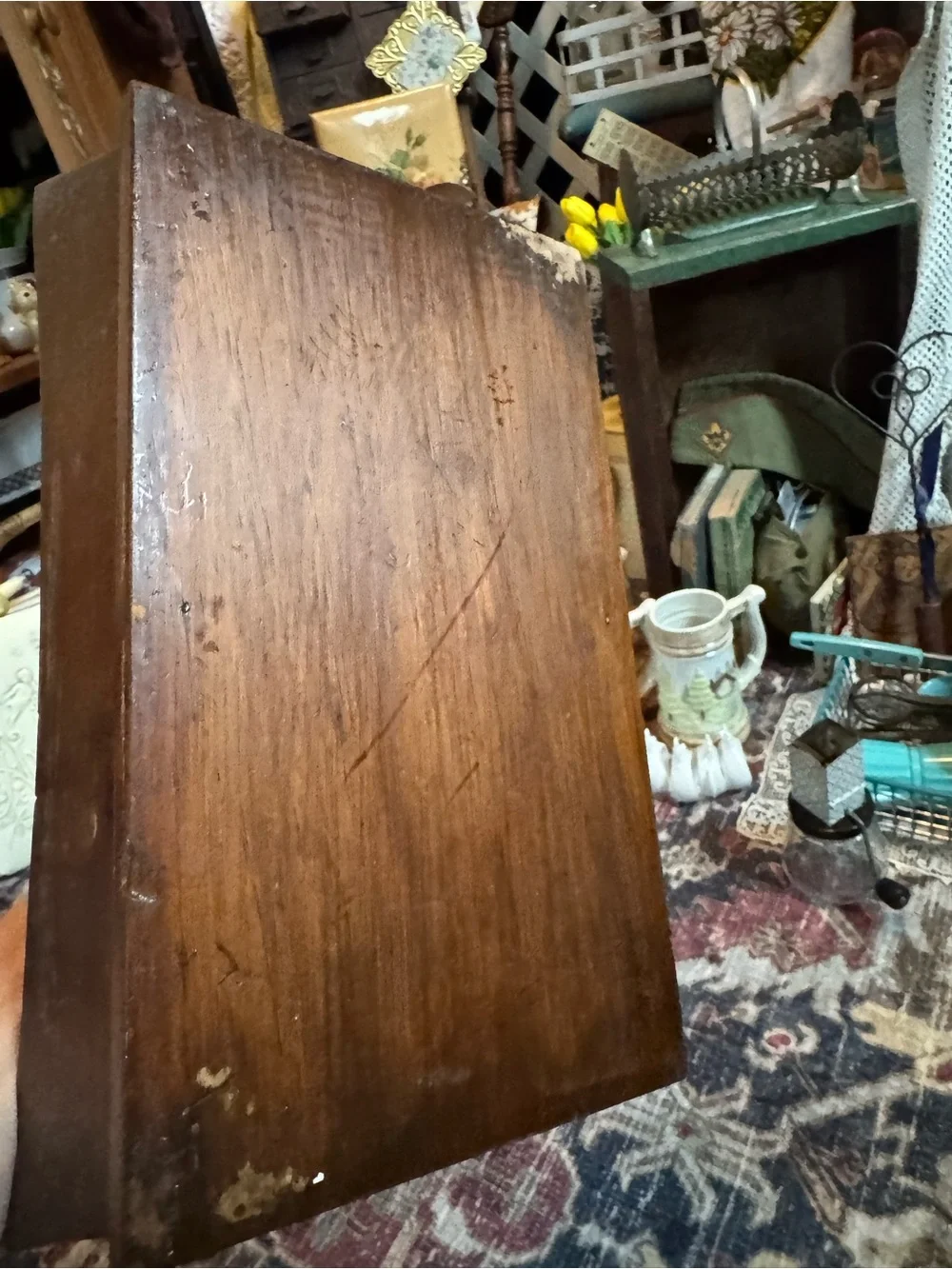 Vintage Wooden Caddy in Dark Brown